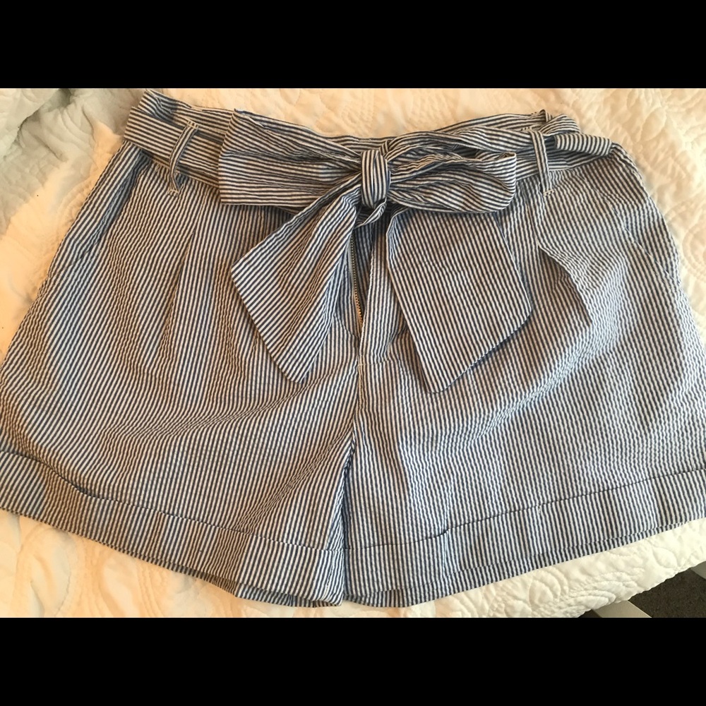 Lauren James Seersucker Bow Shorts